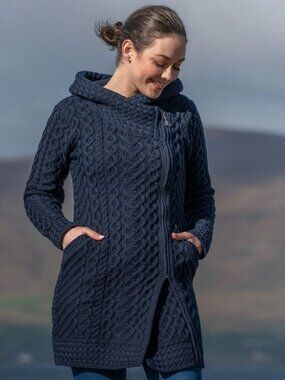 Aran Sweater Market Merino Wool Cardigan Coatigan Small S